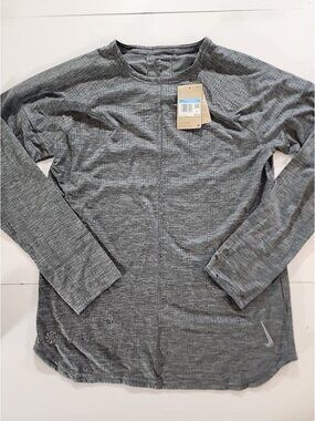 Nike Yoga Long Sleeve Top Size Medium Mens Grey Dri Fit Thumbholes